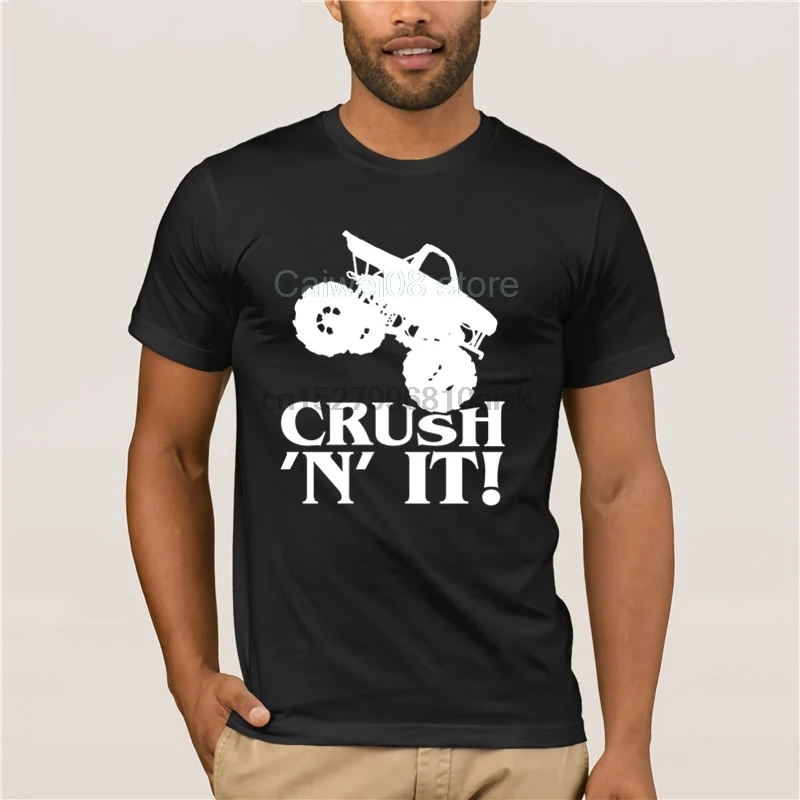 round neck cool mans T-shirt CRUSH N IT Monster Truck for boys men and women-Colonhue fashion |