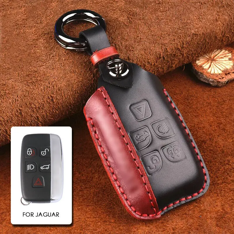 Jauger - Black Для Jaguar Land Rover автомобильный брелок кольцо чехол держатель ручной работы из натуральной кожи - Название цвета: Jauger - Black