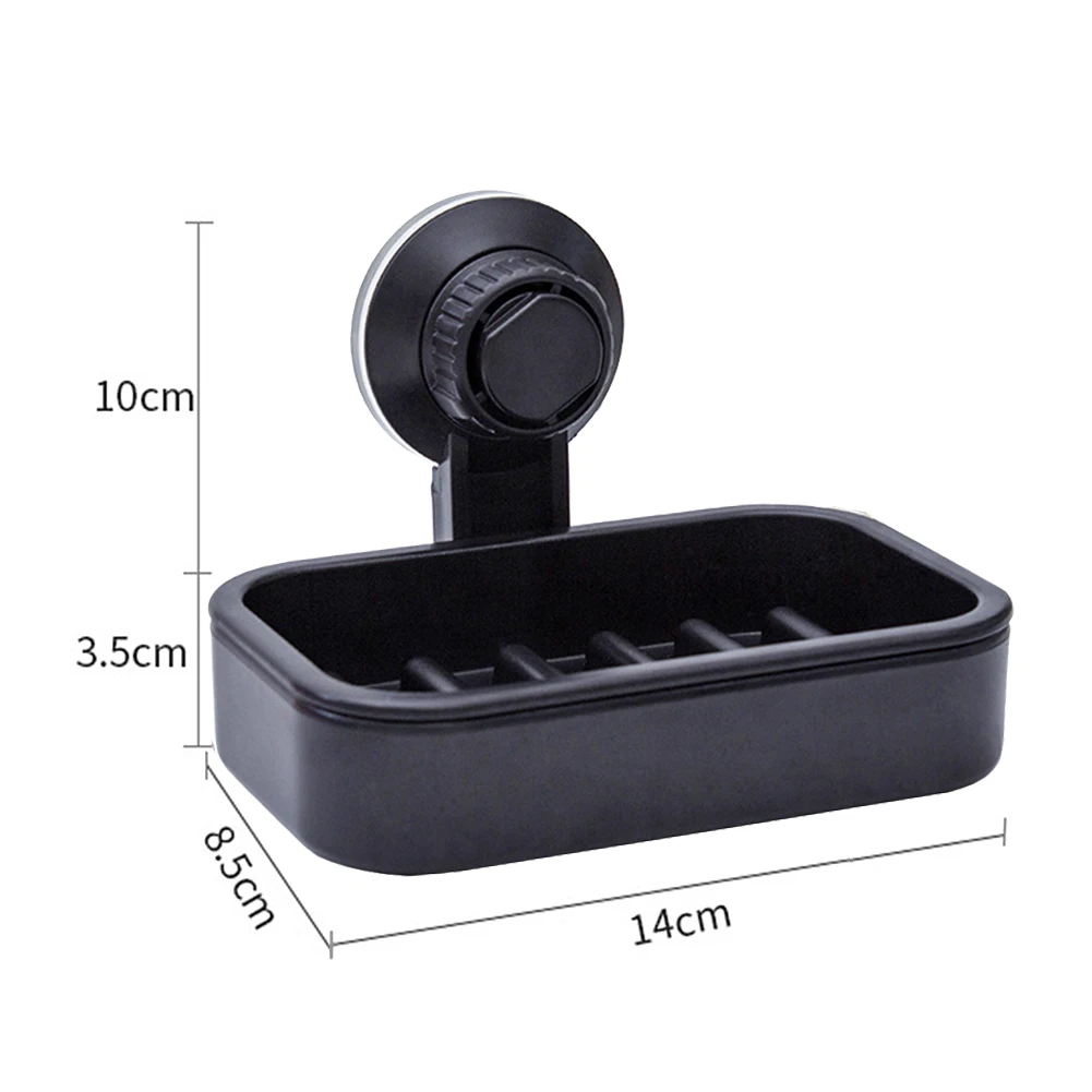 

Bathroom Suction Cup Wall Mount Plastic Soap Tray Holder Draining Storage Box