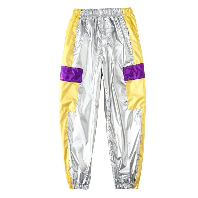 slivers pants Весенне-осенние детские костюмы для взрослых, одежда в красном стиле с вставками, синие штаны унисекс, джазовые шаровары в стиле хип-хоп, танцевальные квадратные штаны - Цвет: slivers pants