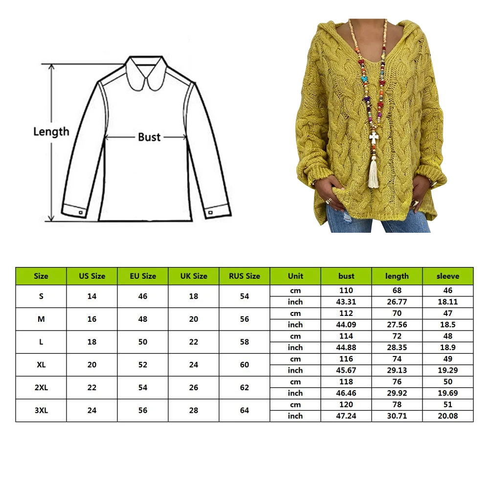 

Women's Solid Color Hooded Long SleeveSweater Twist Knitted 2020 Autumn Sweater V-neck Hoodies Loose Coat Wild Casual Sweater