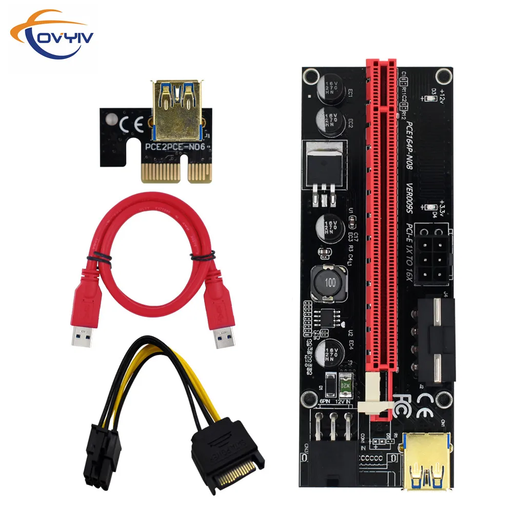 Удлинитель COVYIV 009s PCI E Райзер-карта PCI-E/PCIE USB 3 0 на 6pin переходник для майнинга кабеля