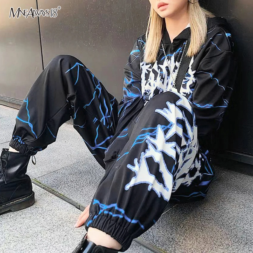 Mnealways18 с принтом молнии модные зимние джоггеры повседневные свободные женские