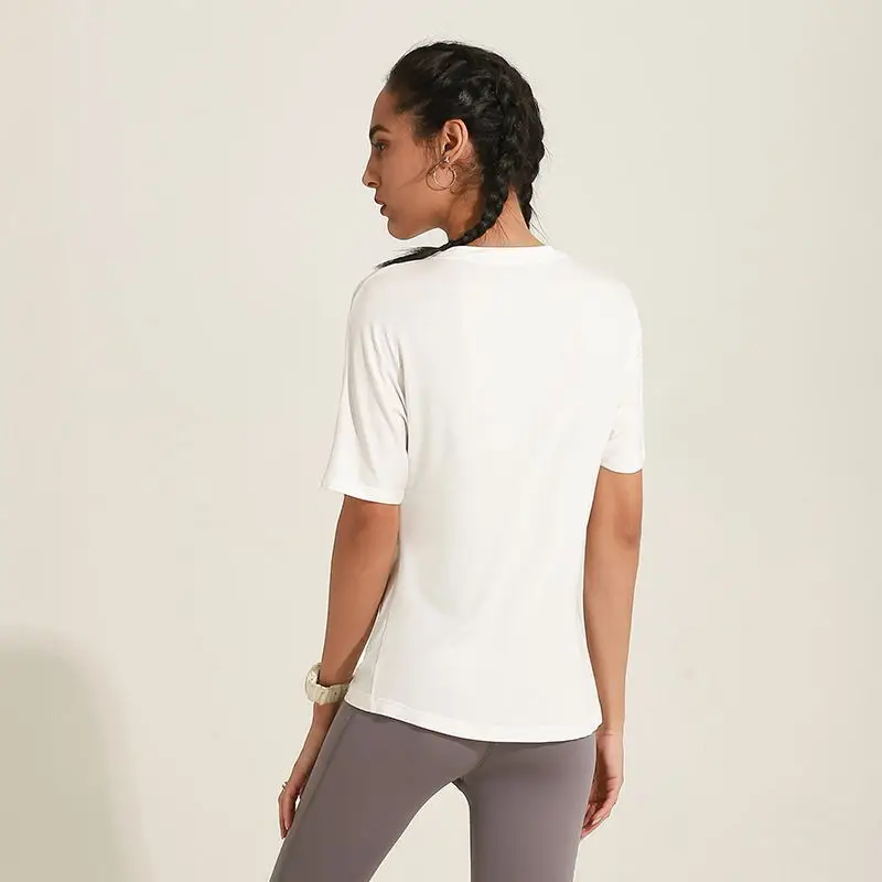 Женская спортивная блузка с v-образным вырезом для йоги красная сетчатая