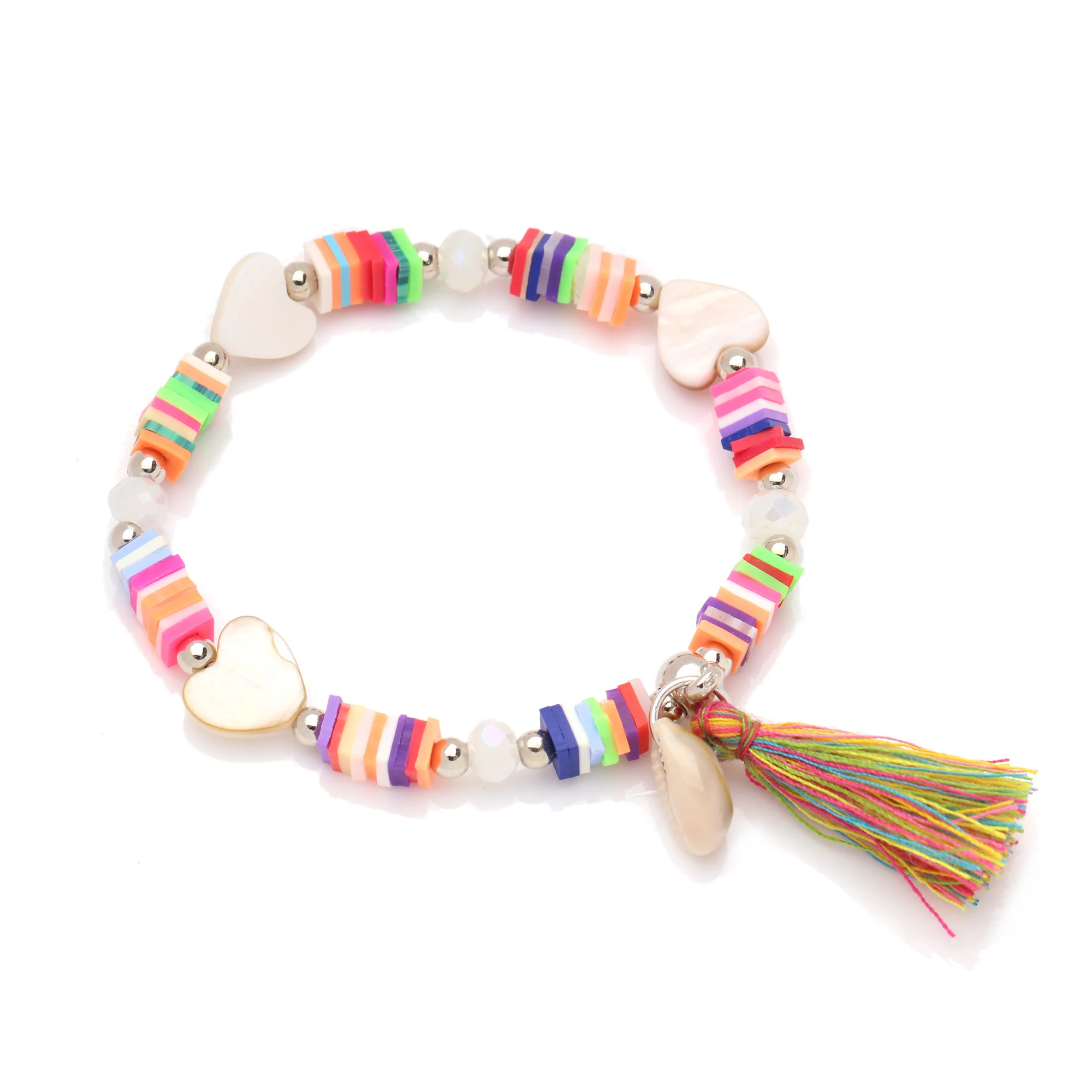 Boho Heishi бусы Love Heart Cowrie Seashell длинные кисточки стрейч браслеты для женщин и мужчин
