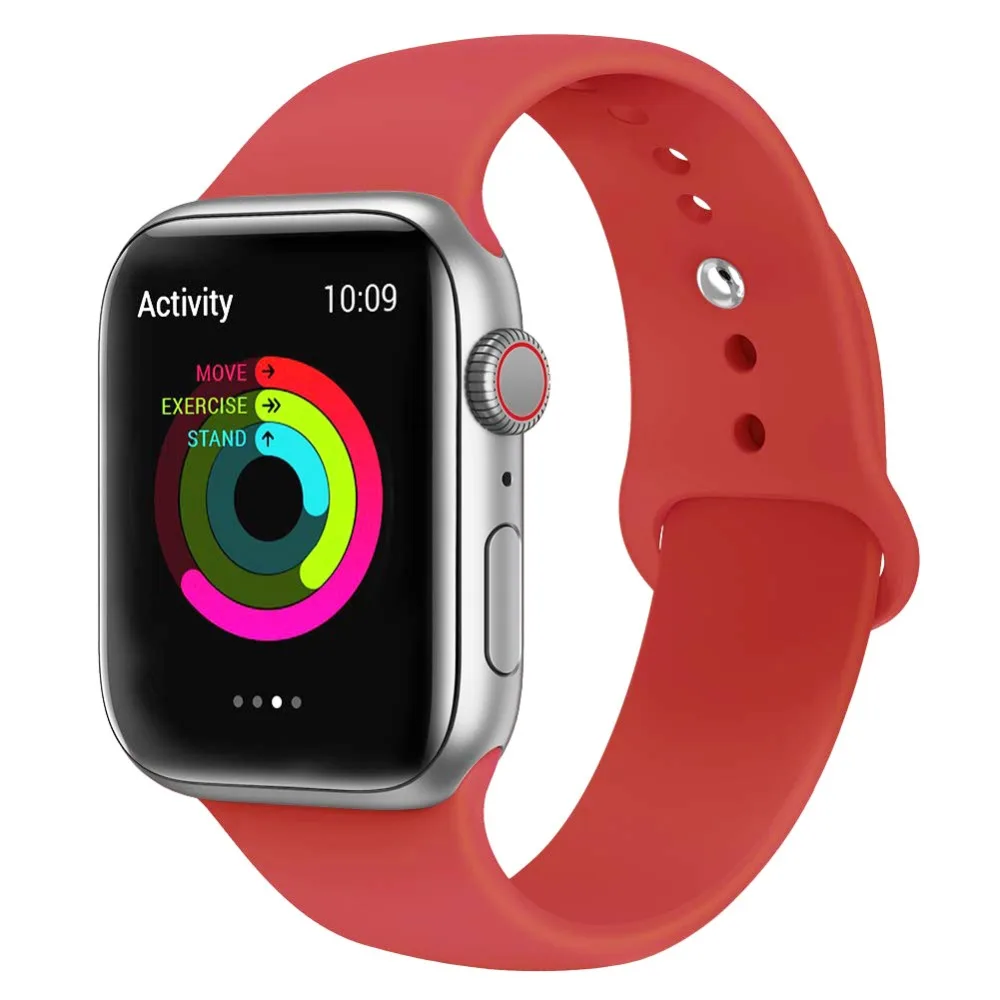 Силиконовый ремешок для наручных часов Apple Watch, 42 мм, 38 мм, Версия 44 мм 40 мм резиновый браслет Ремешки черный ремешок наручных часов Iwatch серии 5/4/3/2/1 браслет