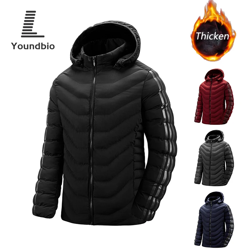 

Men 2021 Down Jacket Winter Warm Cotton Parkas Jacket Mens Coat Autumn Thicken Hooded Windproof Outdoor All-match Coat Men