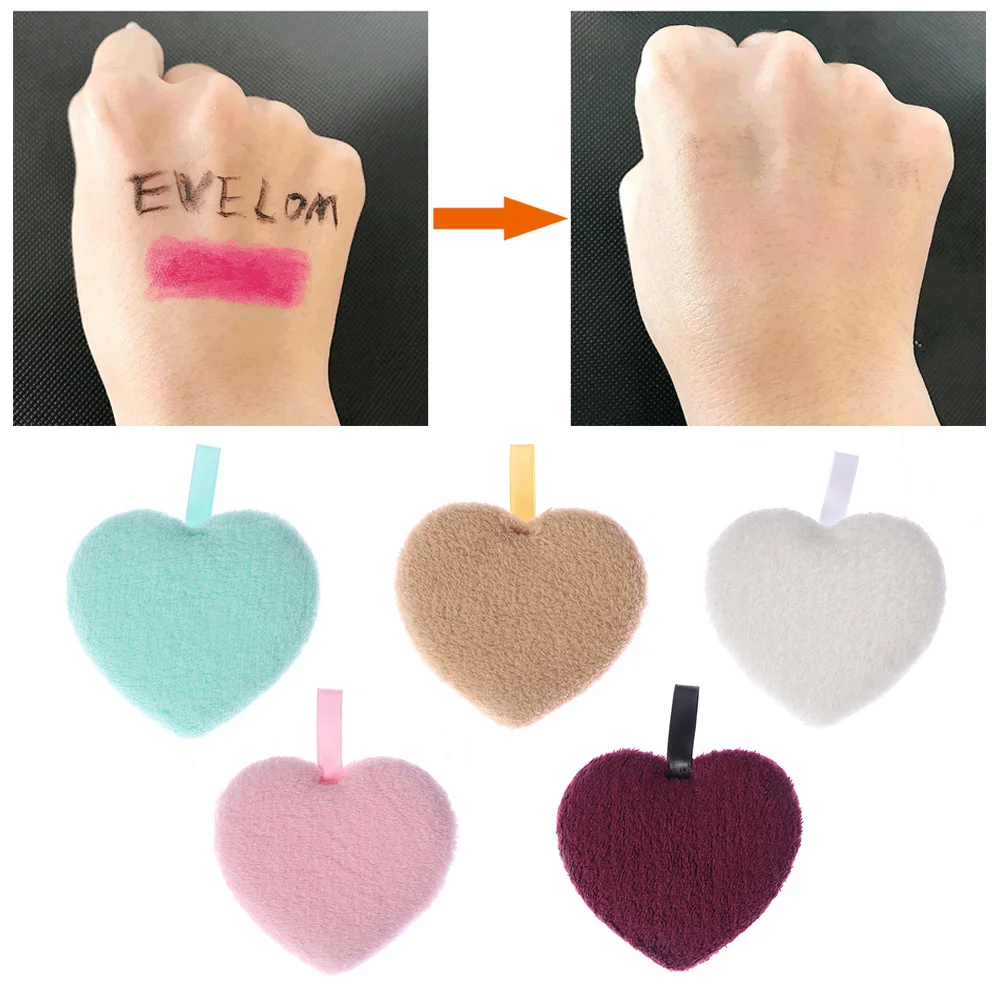 1 шт. мягкие разноцветные микрофибры в форме сердца для снятия макияжа полотенце