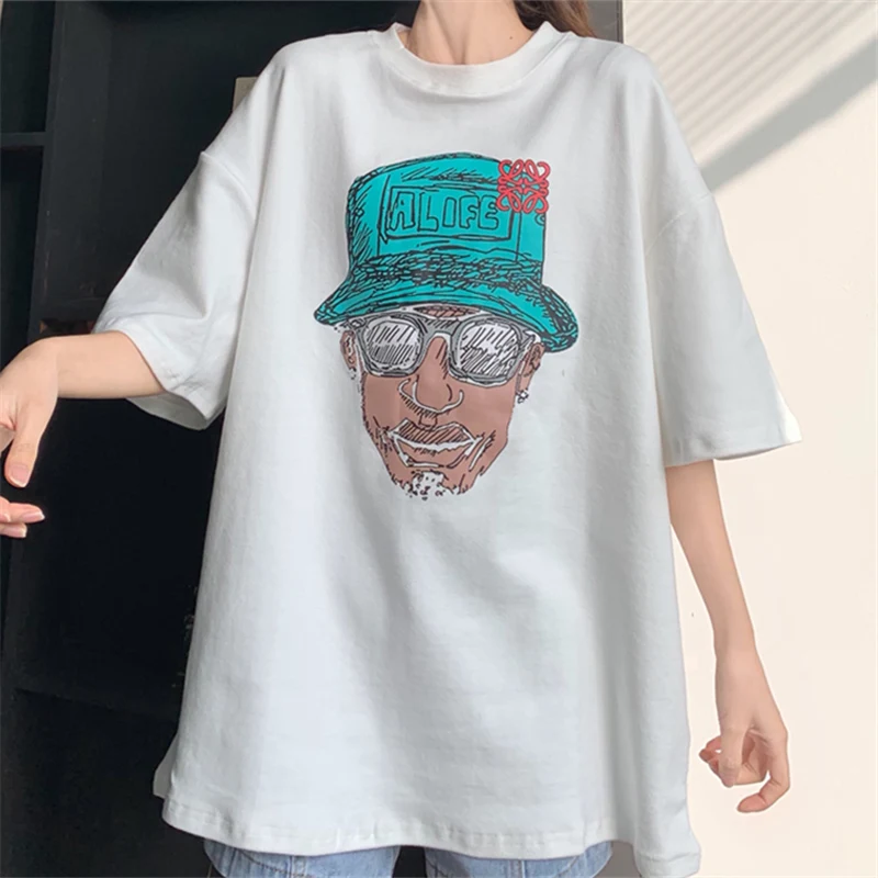 Женская футболка с коротким рукавом свободная в Корейском стиле Харадзюку ретро