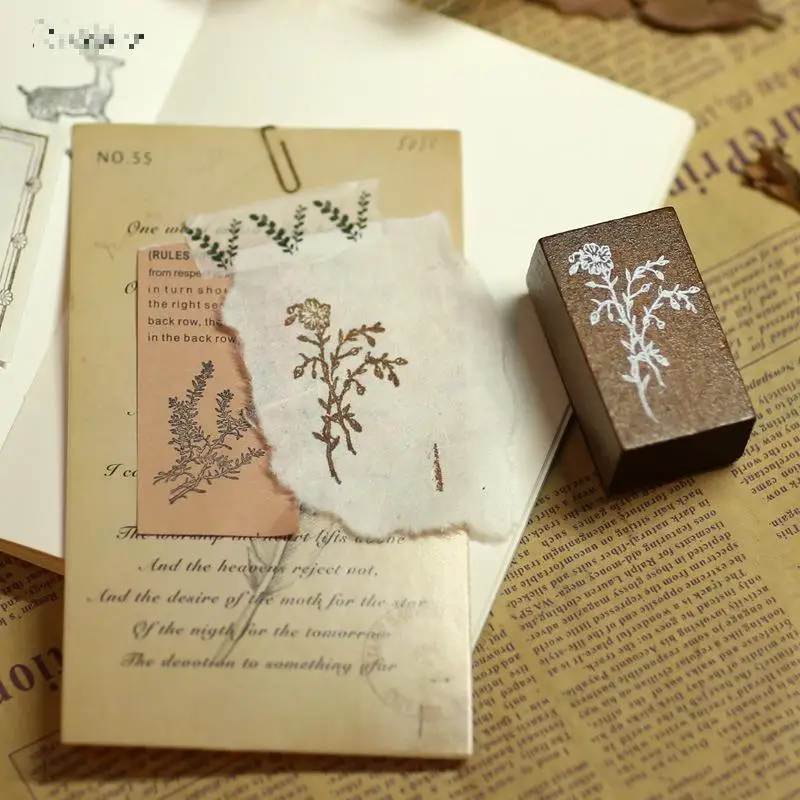 9 шт./компл. винтажное зеленое речное украшение из травы штамп деревянные