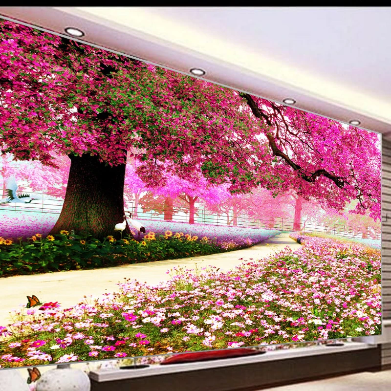 Алмазная вышивка мозаика крестиком полный Большой Романтический Сакура