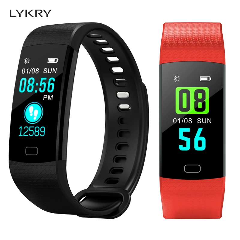 LYKRY Y5 Смарт-часы, пульсометр, монитор артериального давления, высокая яркость, цветной экран, смарт-браслет, часы, android IOS