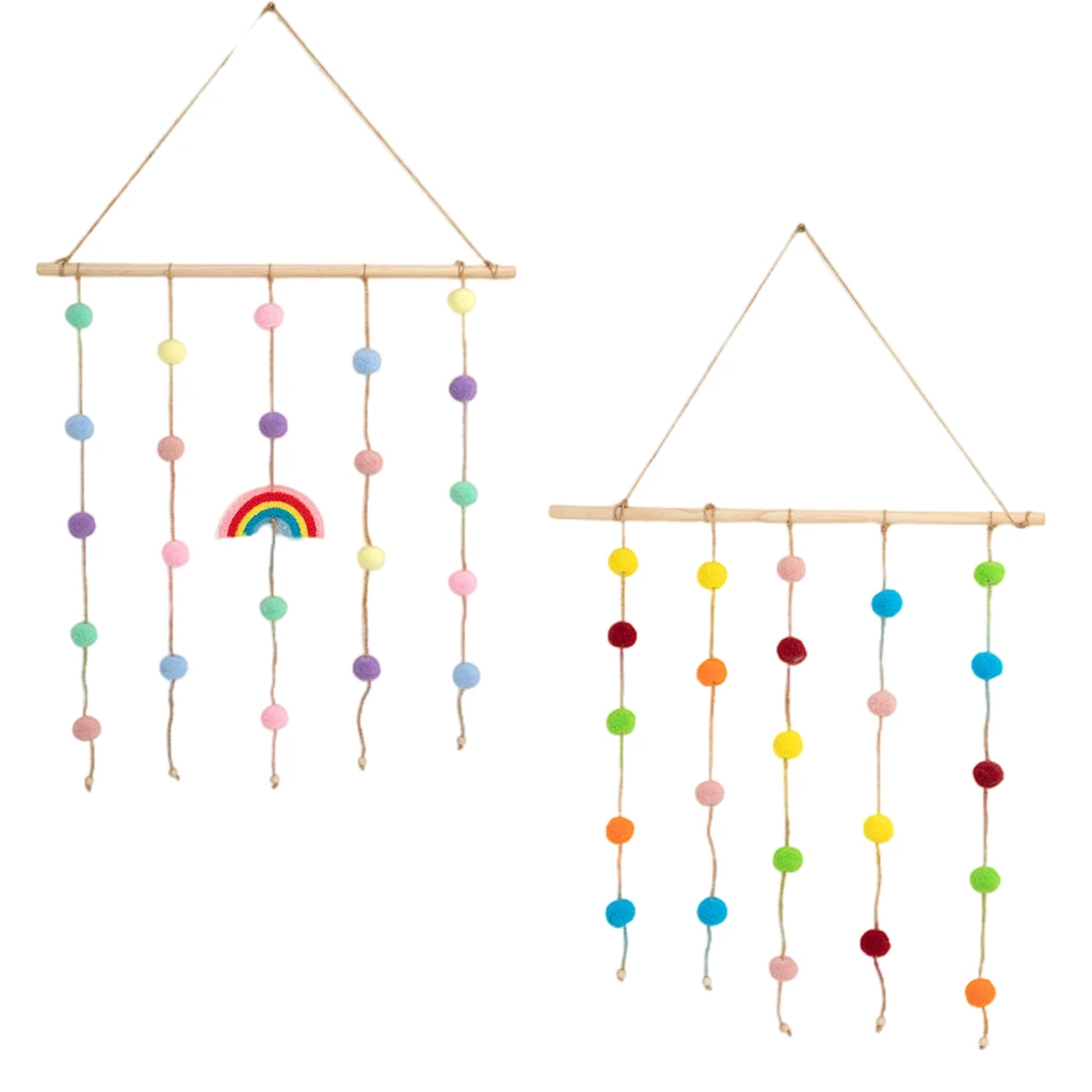 

Плетеная вручную разноцветная Радужная веревка с помпоном в стиле бохо, украшение для дома