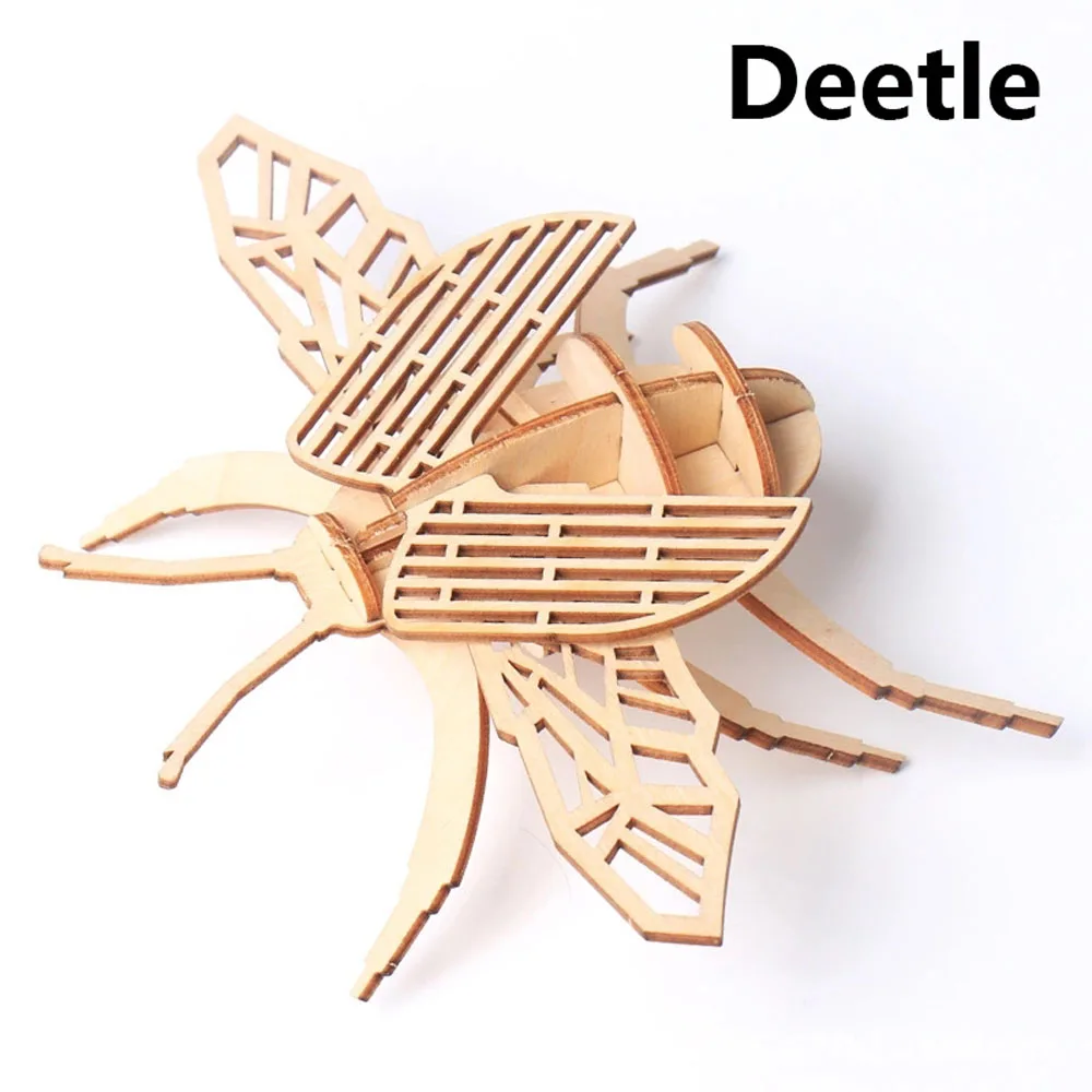 Deetle Детские игрушки Монтессори 3D головоломка DIY деревянная головоломка насекомое Животное ручной работы развивающие сборные игрушки подарки для детей - Цвет: Deetle
