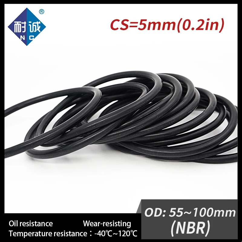 5 шт./лот резиновая черная бутадиен-нитрильный каучук CS5mm OD55/60/65/70/75/80/85/90/95/100 мм уплотнительное кольцо маслостойкий из водонепроницаемого материала