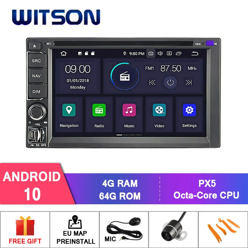 WITSON Android 10. 4 Гб Оперативная память + 64 ГБ флеш 8 Octa Core автомобильный DVD для