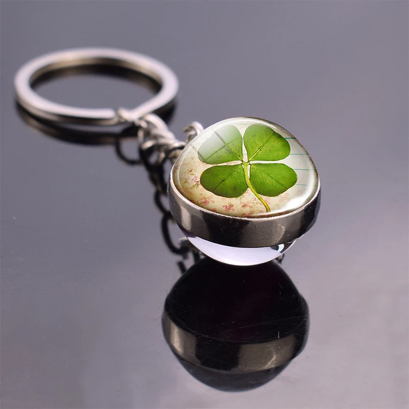 Shamrock Lucky Clover хрустальный шар брелок четырехлистный клевер стеклянный кабошон для