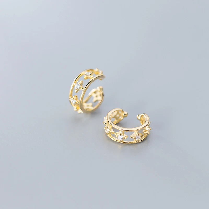 Золото Цвет корейский клип серьги с цирконием не проколотых ушей зажимы 925