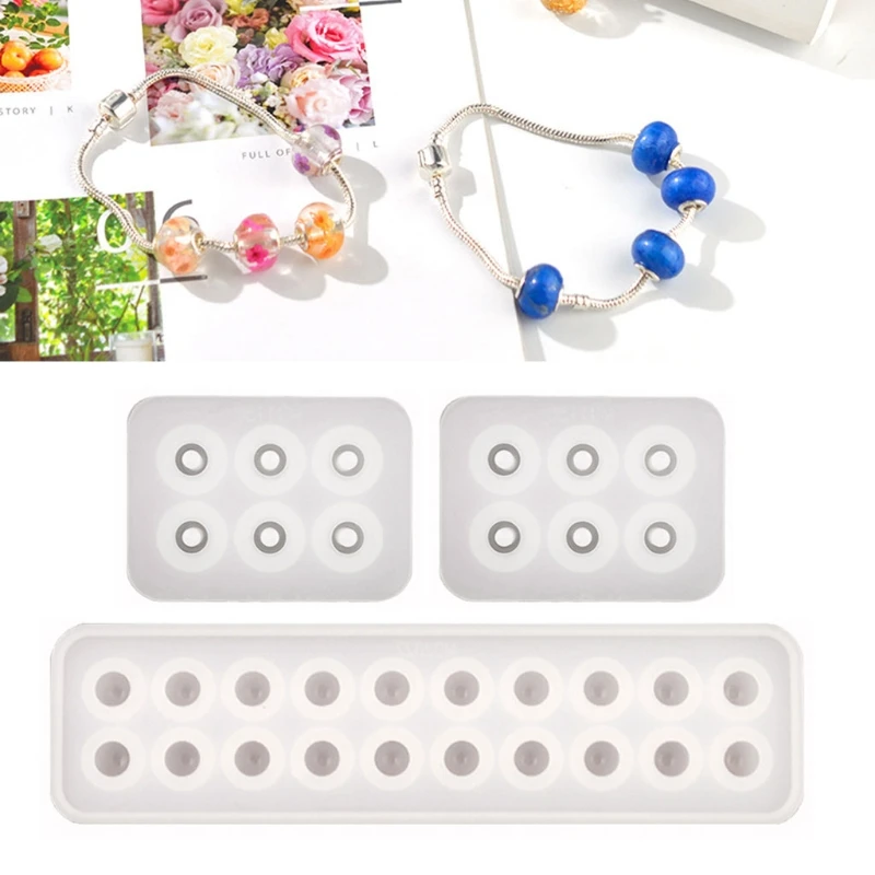 

Beads Resin Mold with Holes Silicone Pendant Mold for DIY Necklace Bracelet Jewelry Making Craft for Jewelry Casting R2LE