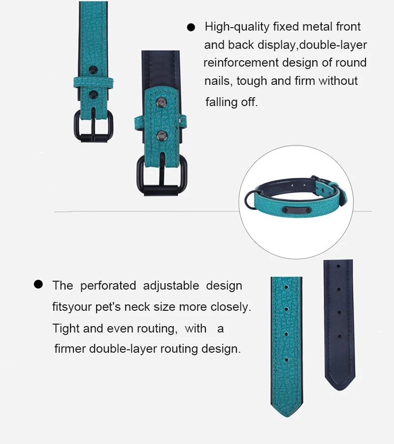 

Large Durable Personalized Dog Collar PU Leather Padded Pet ID Collars Customized for Small Medium Large Dogs Cat