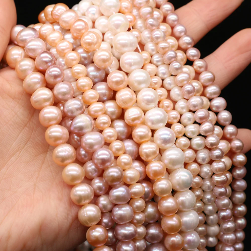 

Fine Natural Freshwater Pearl Beads Round Grade AA Loose Hole Pearl Bead for Fashion Jewelry Making Necklace Bracelet