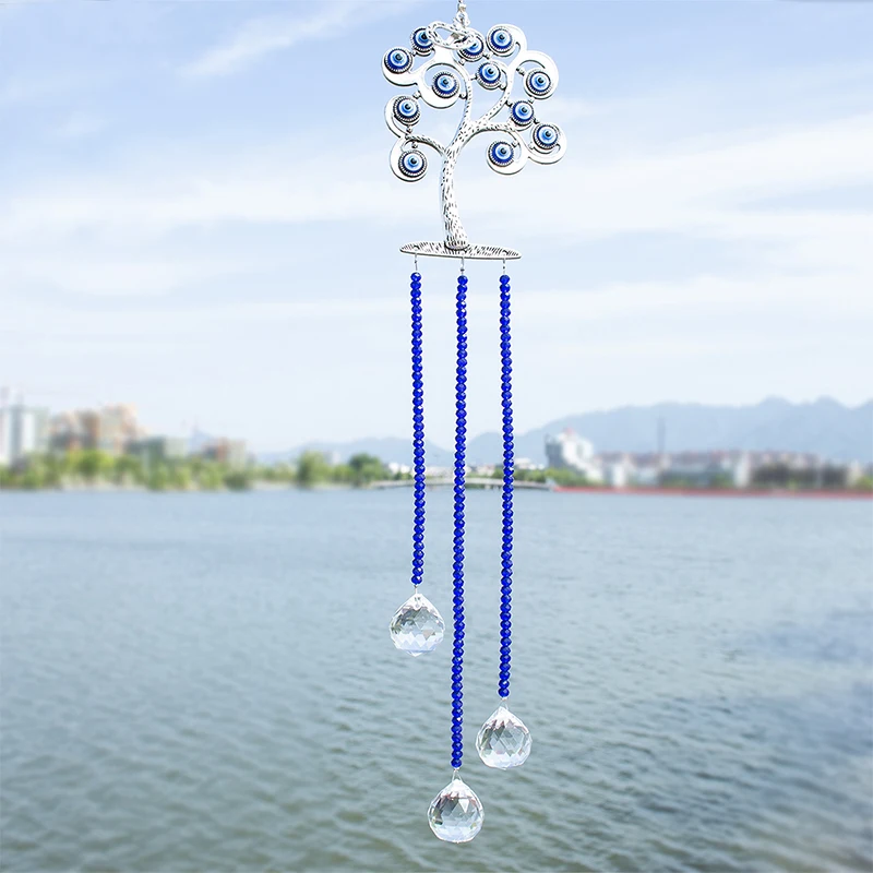 H& D DIY счастливый Хамса турецкий синий сглаза Кристалл Шарм Suncatcher кулон ветер колокольчик амулет дома стены сада висячие украшения