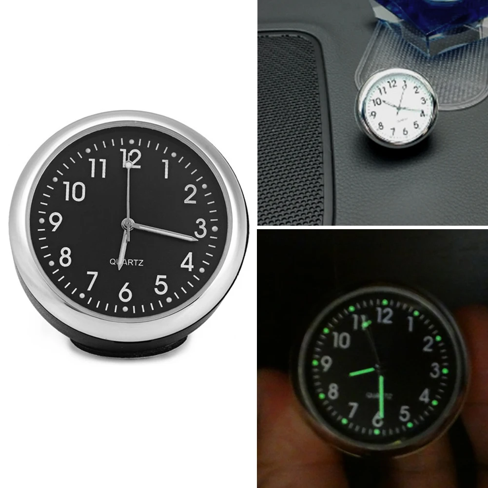 

Removable Mini Luminous Auto Car Kit Quartz Clock In Car Decor Small Gift Black