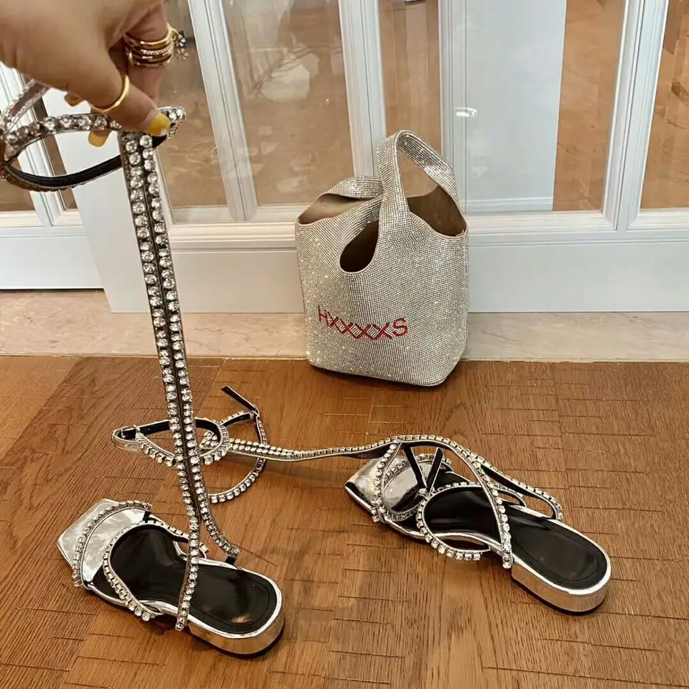 

Women Sandals Woman Shoes Rhinestone Square Heels Ladies Gladiator Sandals Female Black Brand Sandal Pu Leather Zapatos De Mujer