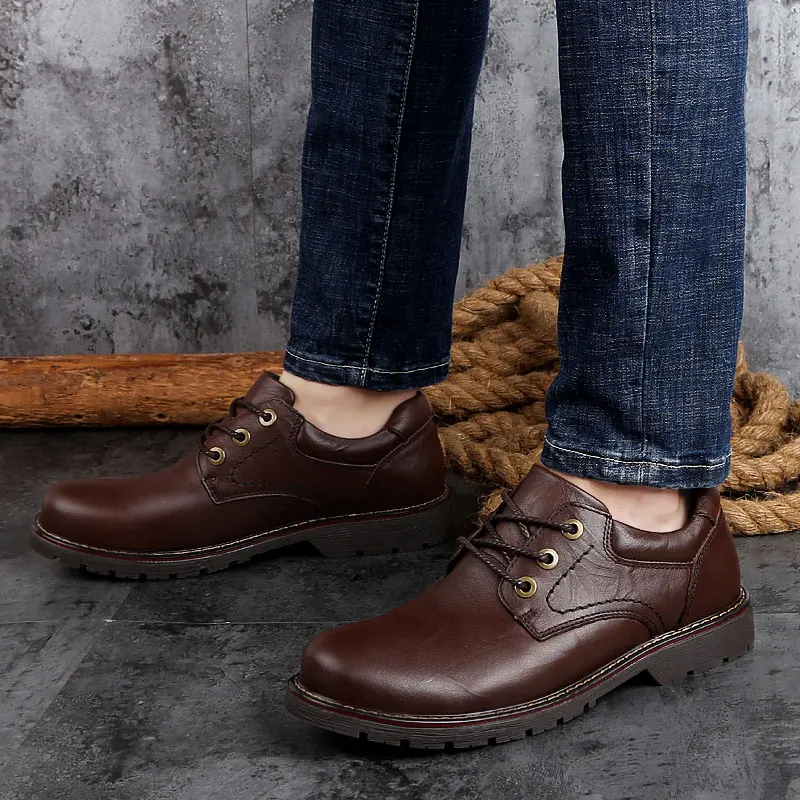 Низкая Dr Martens Мужская первый слой натуральная кожаная мужская обувь высокого качества Martins лифт обувь Рабочая безопасность плюс Размер 47