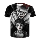 Футболка с 3D-принтом клоуна для мужчин и женщин, летняя забавная модная уличная одежда с коротким рукавом Джокера в стиле Харадзюку
