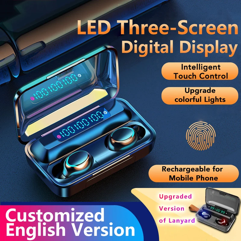 

Bluetooth-compatible Earphones Wireless 5.0 Headphones 9D Stereo Touch Sports Charging Box Earbuds Waterproof Microphone Headset