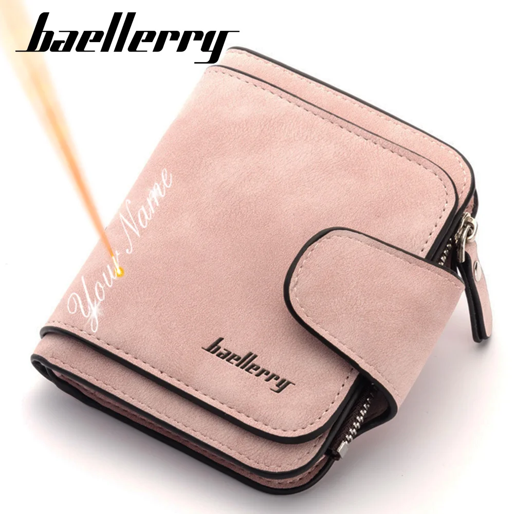 2022 New Women Wallets Free Name Engraving Small Fashion Wallets Zipper PU Leather Quality Female Purse Card Holder Wallet