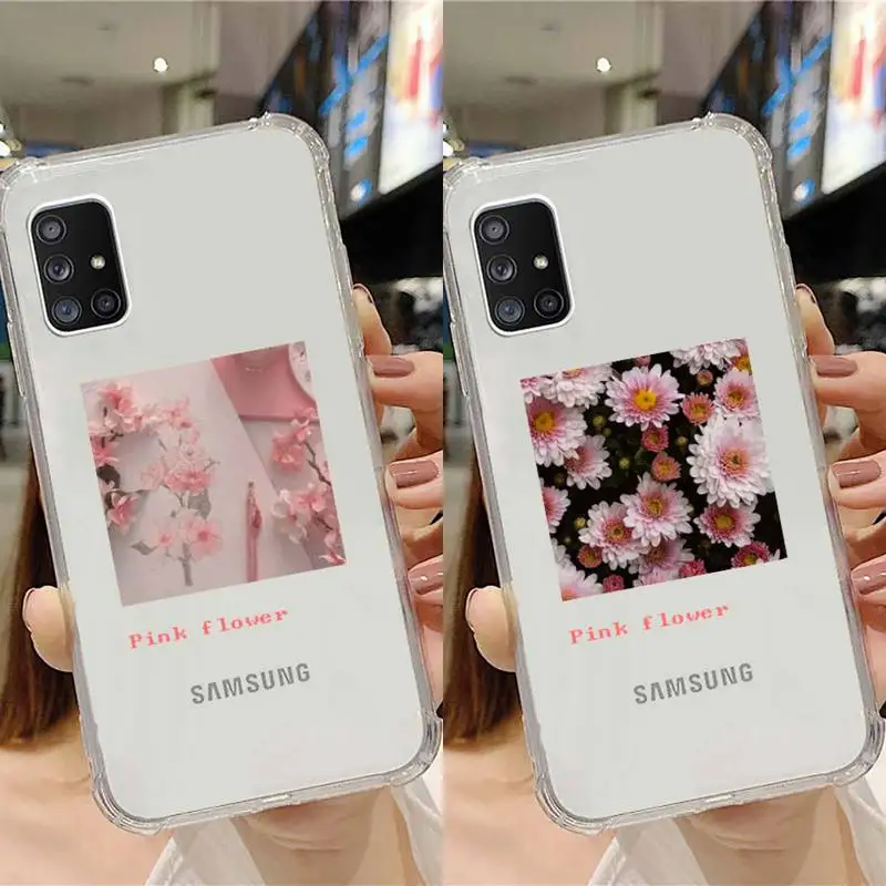 

Flower Summer Pink Phone Case Transparent For Samsung Note A 7 8 9 10 20 50 51 71 90 20 81 e LITE Ultra PRO