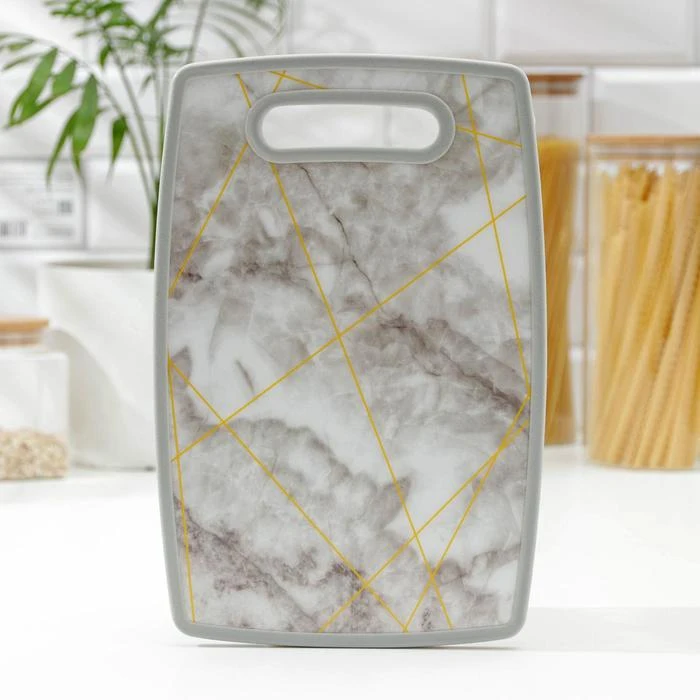 Доска разделочная прямоугольная Доляна Мрамор и золото 30х20 см | Дом сад