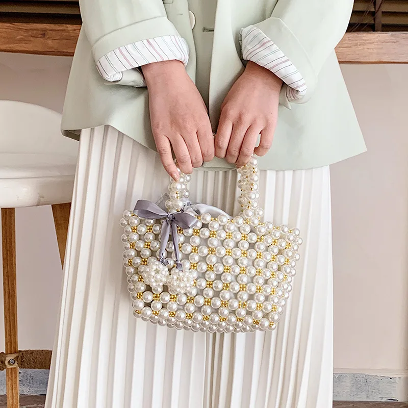 Женские вечерние сумочки ручной работы с жемчугом роскошные маленькие бисерные
