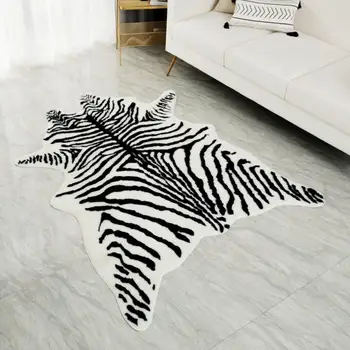 Nordic imitation Zebra pattern Rug faux skin leather NonSlip Antiskid Mat washable Animal print Carpet for living room bedroom