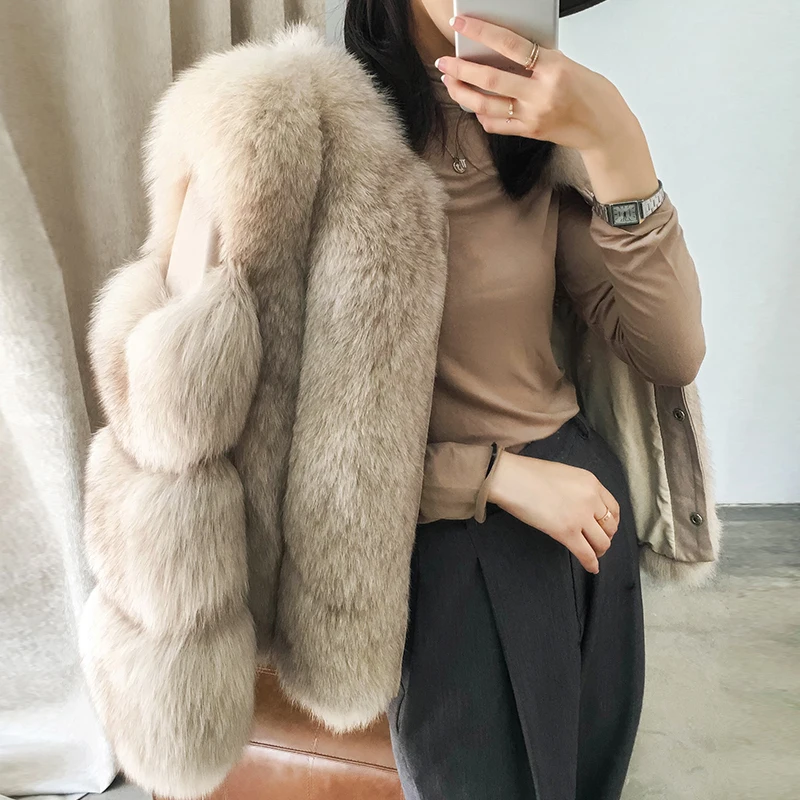 TOPFUR Real Fox Fur Coat Women'S Coat Sheepskin Natural Whole Skin Winter Coat Natural Fur Women'S Jacket 2020