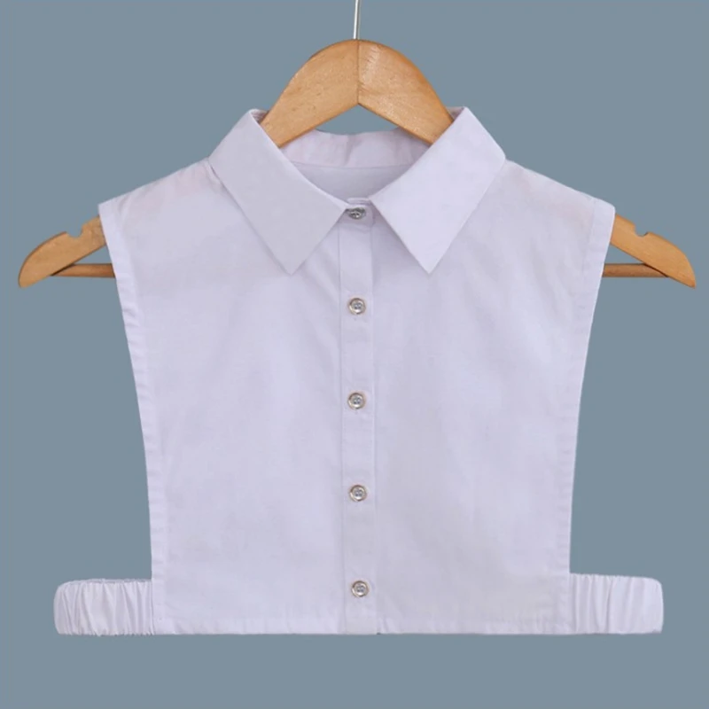 

Women Office Lady Detachable Pointed Lapel Half Shirt Blouse Minimalist Black White Button Down False Fake Collar Decora