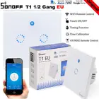 Itead Sonoff T1 ЕС 1 банды 1Way Wi-Fi настенный выключатель Беспроводной дистанционного светильник реле приложение Touch Управление Интеллектуальный переключатель Wi-Fi работает с Amazon Alexa