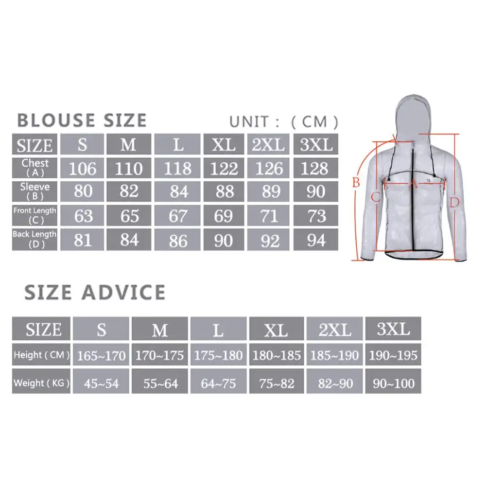 

Unisex Cycling Raincoat Jacket Lightweight Cycling Rain Jacket MTB Bike Clothing Windproof Waterproof Cycling Clothing