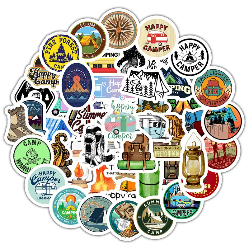 

50PCS Camping Stickers Travel Wilderness Adventure Outdoor Landscape Waterproof Decal Sticker to DIY Suitcase Laptop Motor Car