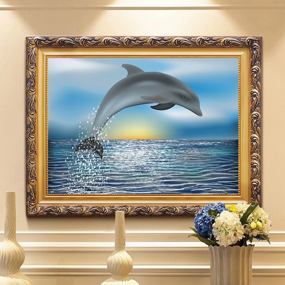 

Full Drill 5D DIY Diamond Painting Mosaic Dolphins Cross Stitch Kits Living Room Home Decor
