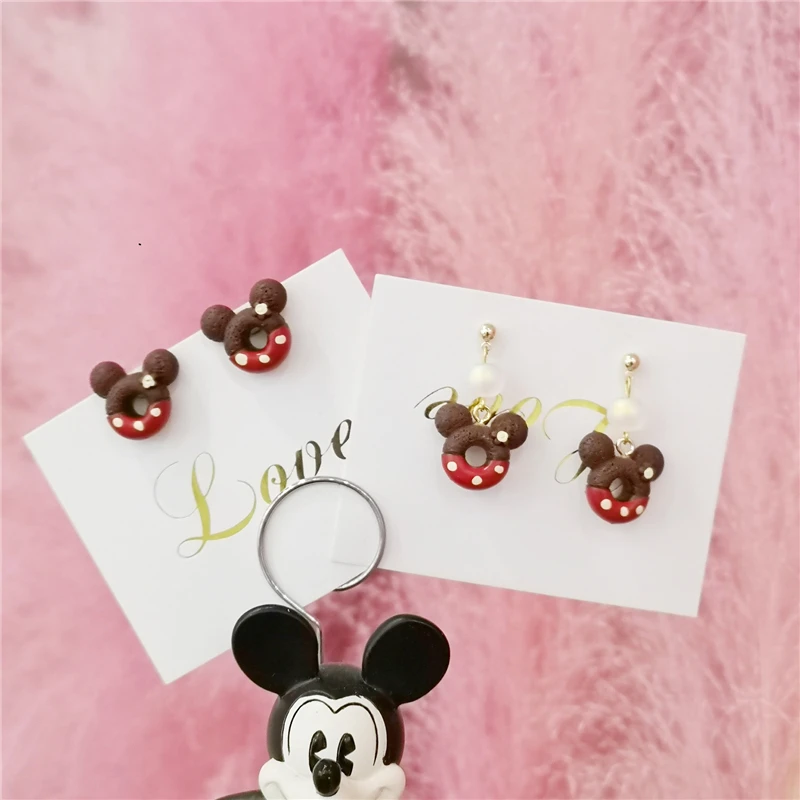

Серьги «Микки Маус» Disney, милая Подвеска для девочек, модные кукольные аксессуары, милые украшения для детей, подарок