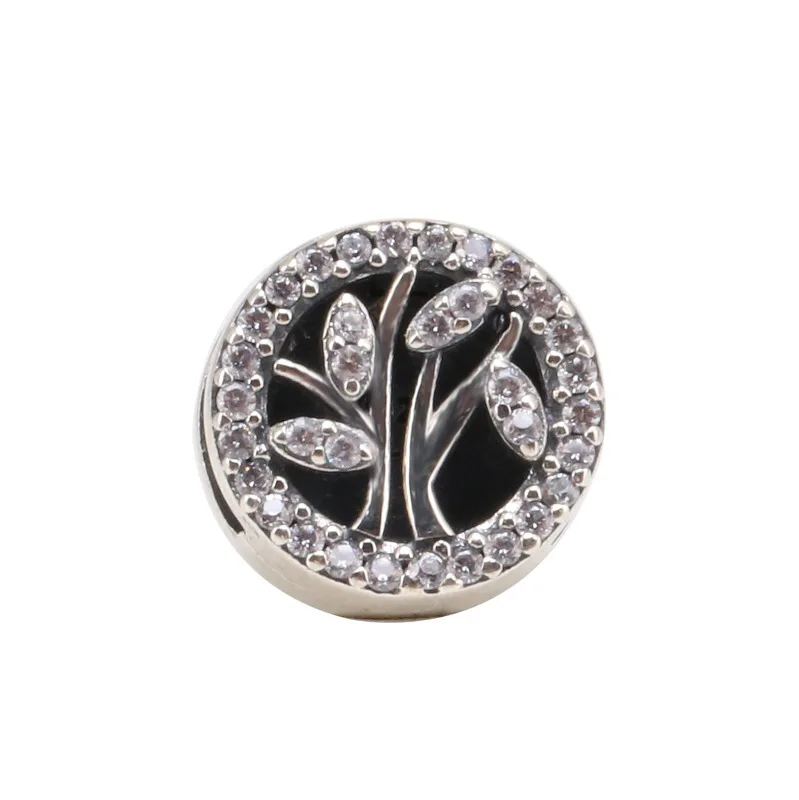 

Bewill Hot Sale 925 Sterling Silver R series shining leaf tree of life charm Fit Original Bracelet Women Jewelry Making Gift