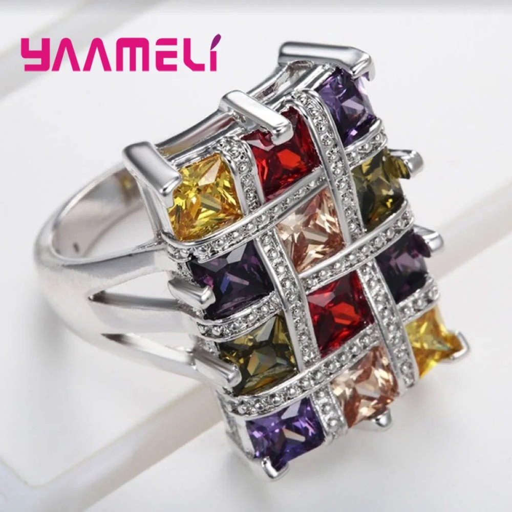 Rencentagle разные цвета фиолетовый и синий белый CZ YAAMELI кольцо полный размер
