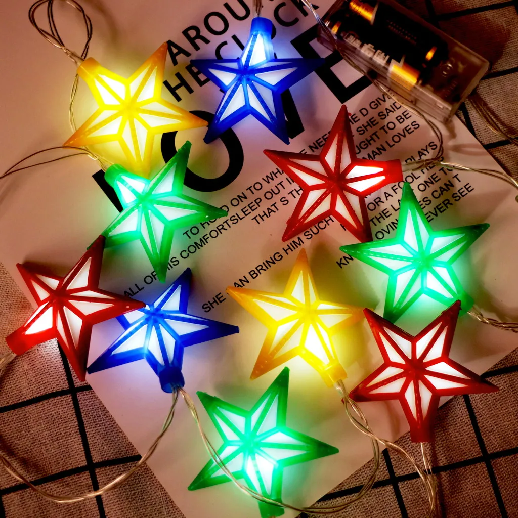 Декоративная гирлянда с красной пентаграммой 10 светодиодов тип батареи 1 65 м