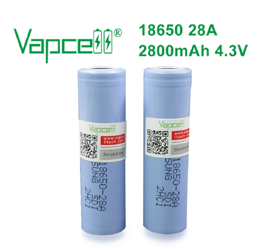 Vapcell 100% Оригинальная батарея 18650 2800 mAh 3 7 v 28A li lon литиевые аккумуляторные батареи