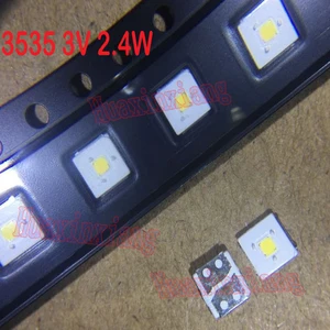 100 шт.лот люмен, SMD LED 2,4 Вт, 3535, 3 в, холодный белый, 153лм, высокая мощность, для подсветки телевизора