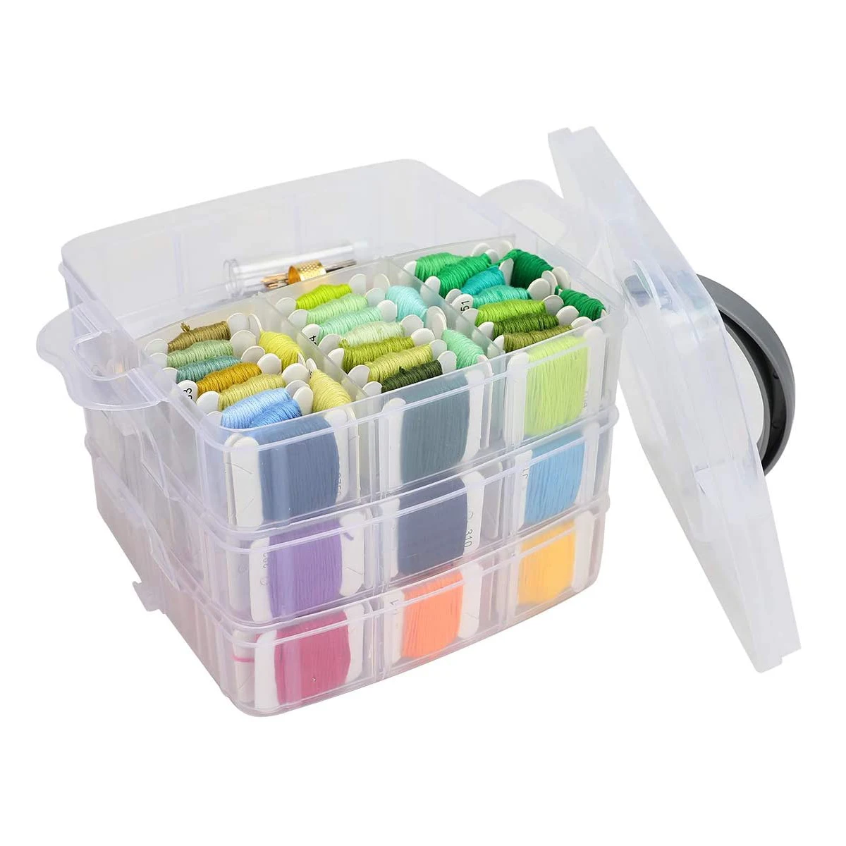 

Embroidery Kit Floss Set Including 150 Colors Threads with 3-Tier Transparent Storage Box Cross Stitch Tools DFK889