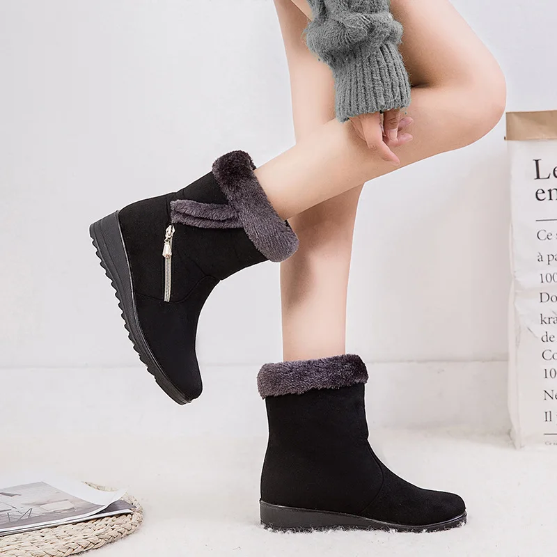 Fujin/зимние теплые женские ботинки из бархата и хлопка Повседневные с боковой